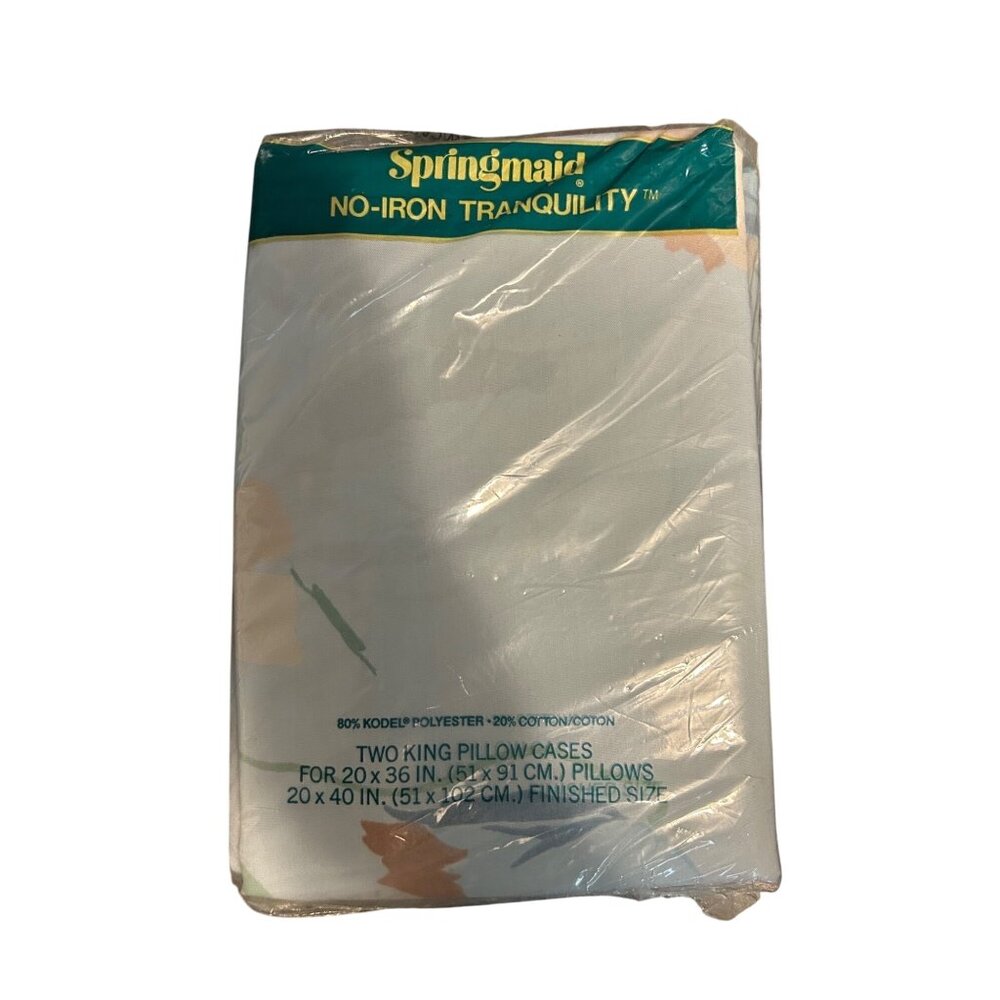 Springmaid No-Iron Tranquility King Pillowcases Set 20x40 Inch 80% Kodel Polyest